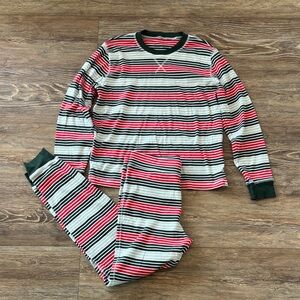 Pact 100% Organic Cotton Flurry Stripe Pajamas 2 Piece Set Unisex Size Large